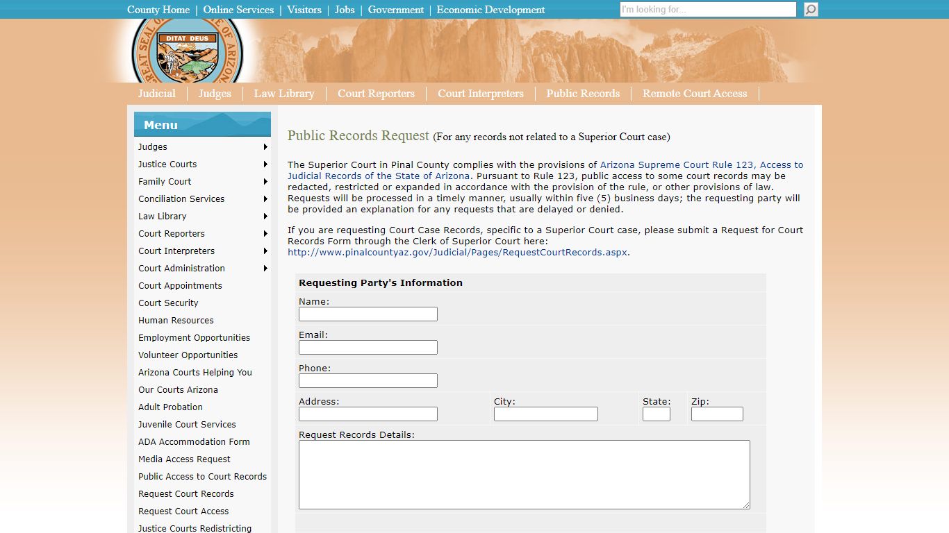 Public Records Request - Pinal County